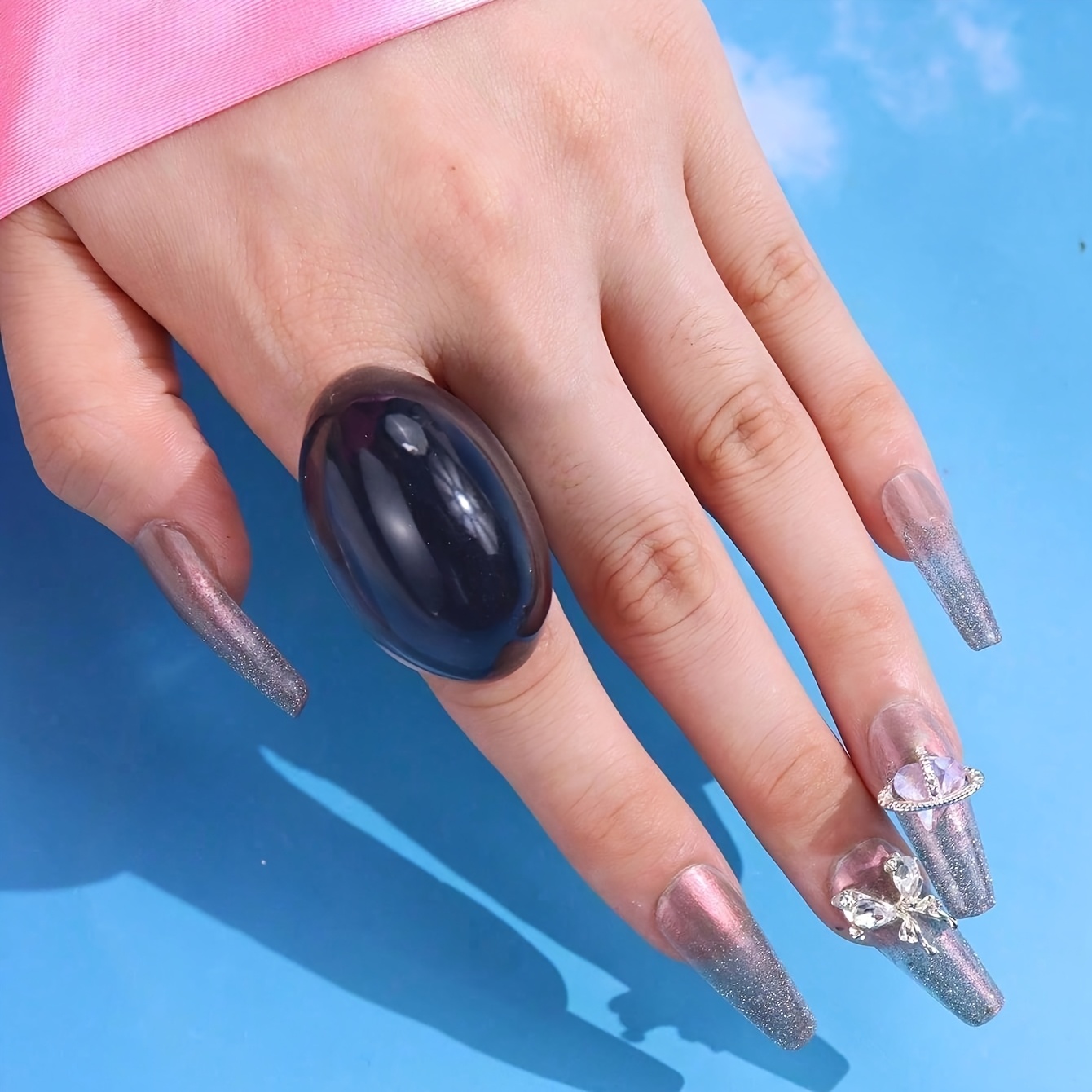 Exaggerated Solid Color Resin Ring, Retro Elegant Gift